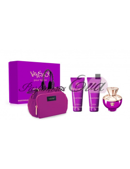 Versace Dylan Purple, SET: Parfumovaná voda 100ml + Telové mlieko 100ml + Sprchový gél 100ml + Kozmetická taška